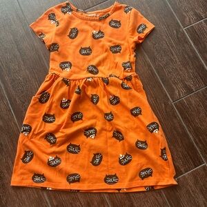 Cat & Jack Bright Orange Cat Print Dress